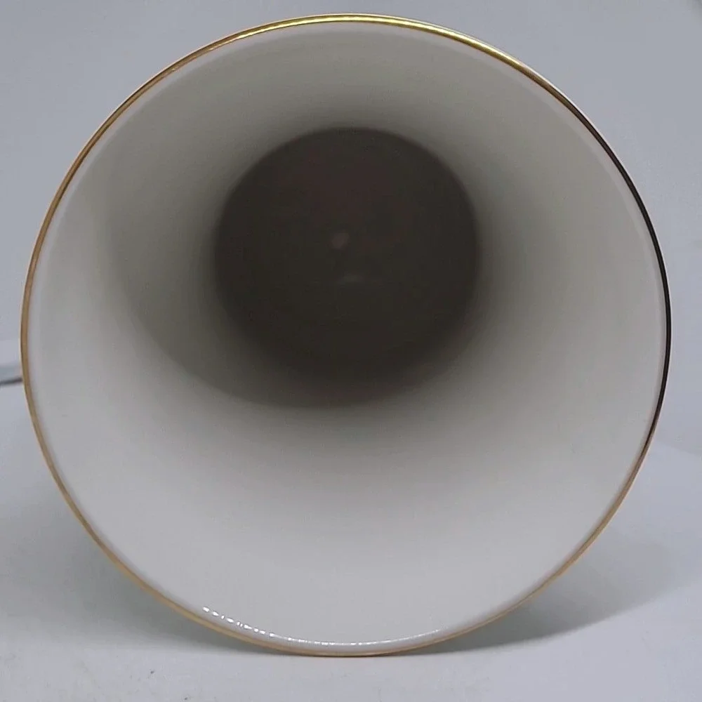 Vintage Poinsettia Porcelain Vase White Red Green Gold Trim Holiday Decor